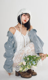モデル：160cm（着用サイズ：FREE　着用カラー：I-BLU）