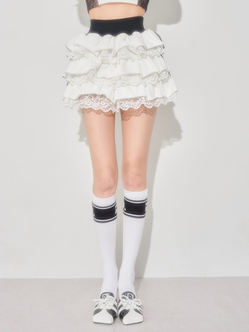 スポーティラインフリルミニスカート - wht