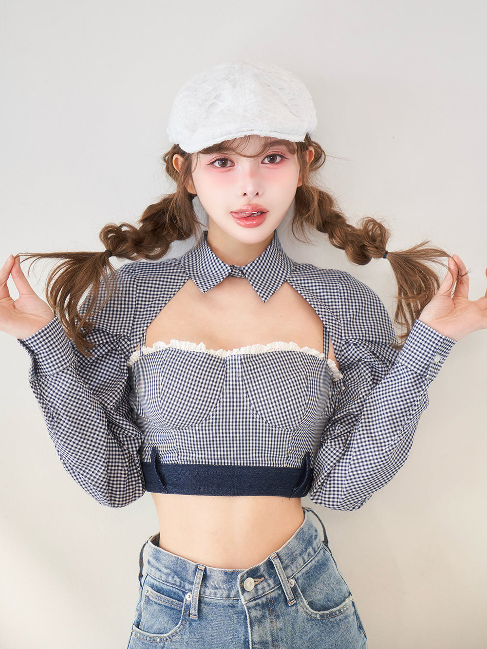 モデル：160cm（着用サイズ：FREE　着用カラー：NVY）