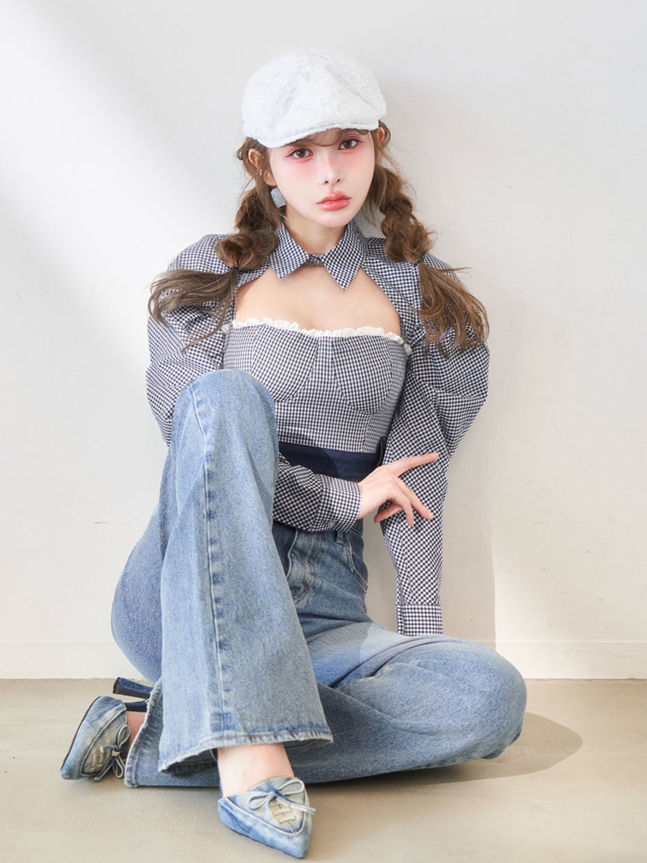 モデル：160cm（着用サイズ：S　着用カラー：BLU）
