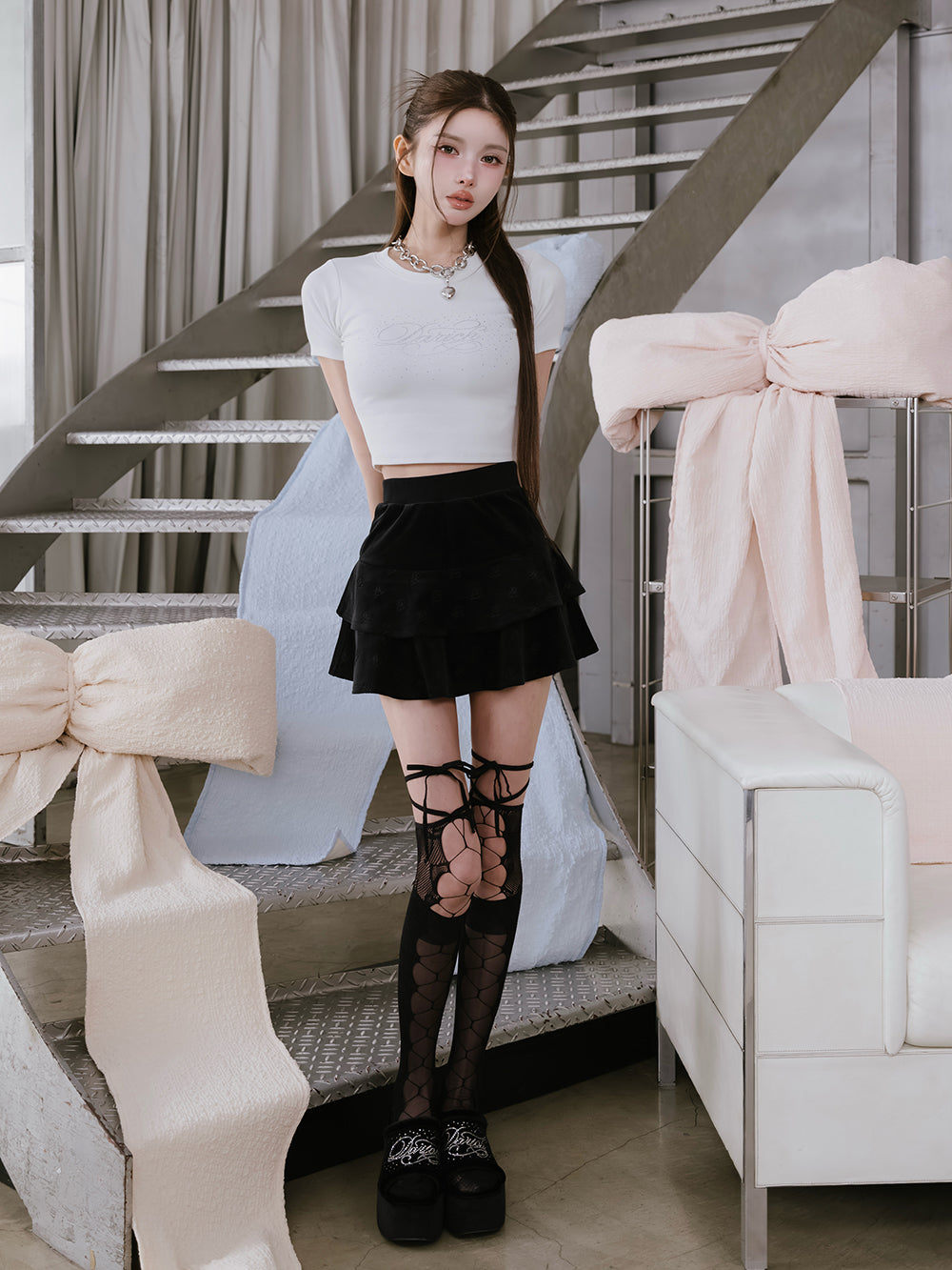 モデル：160cm（着用サイズ：FREE　着用カラー：WHT）