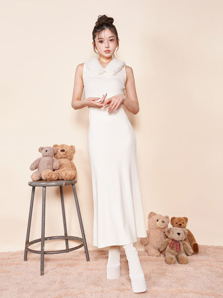 Poodle Faux Fur Knit Long Dress