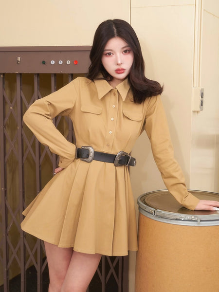 Double Buckle Belt Mini Dress