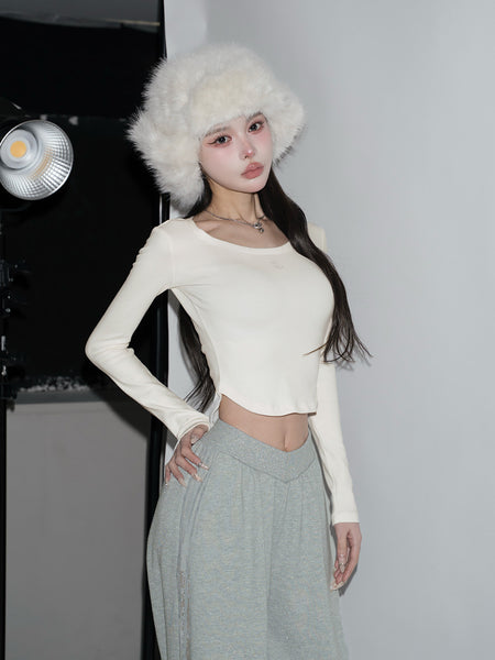 Curved Hem Long Sleeve T-Shirt