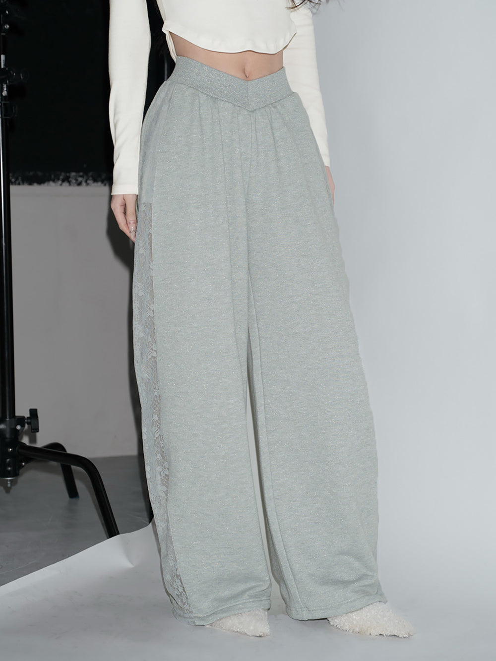 カラーラメスウェットバレルパンツ