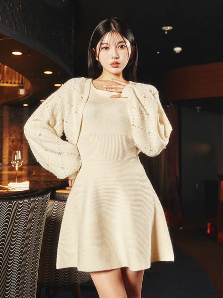 Quilted Pearl Ensemble Mini Dress