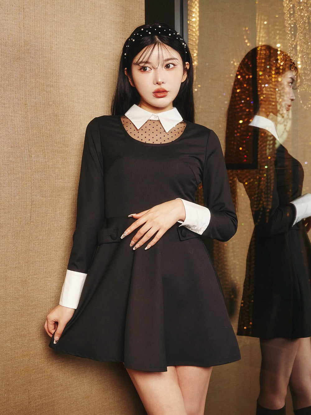 モデル：160cm（着用サイズ：FREE　着用カラー：BLK）