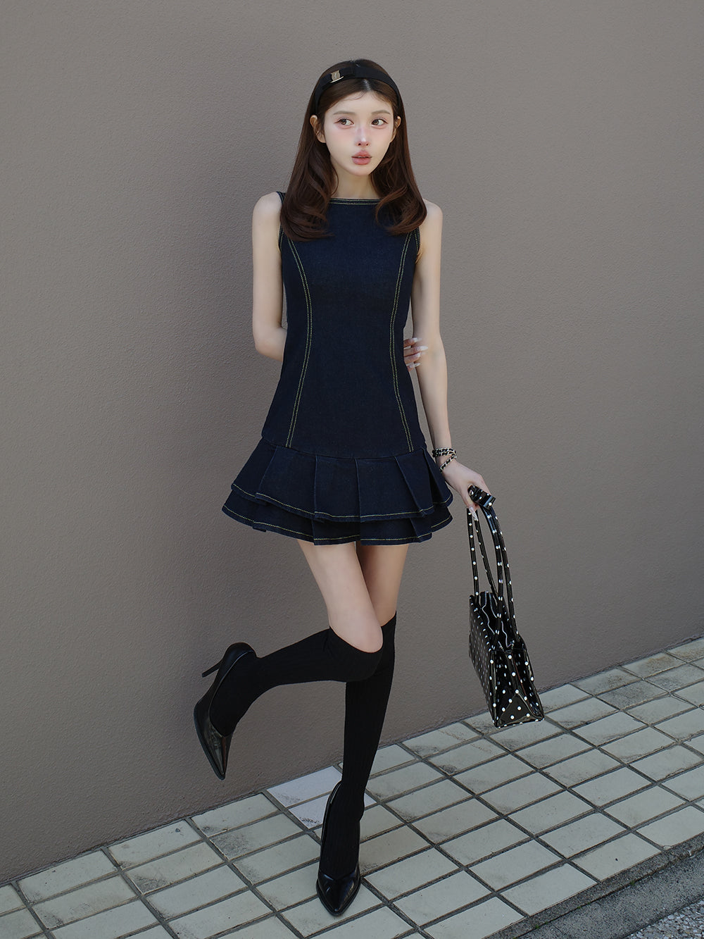 ダーリッチ　ダブルプリーツデニムワンピース　F-L ダーリッチ ダブルプリーツデニムワンピース F-L 【公式通販】
