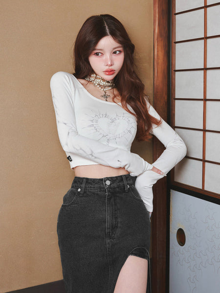 Heart Motif Cropped Top