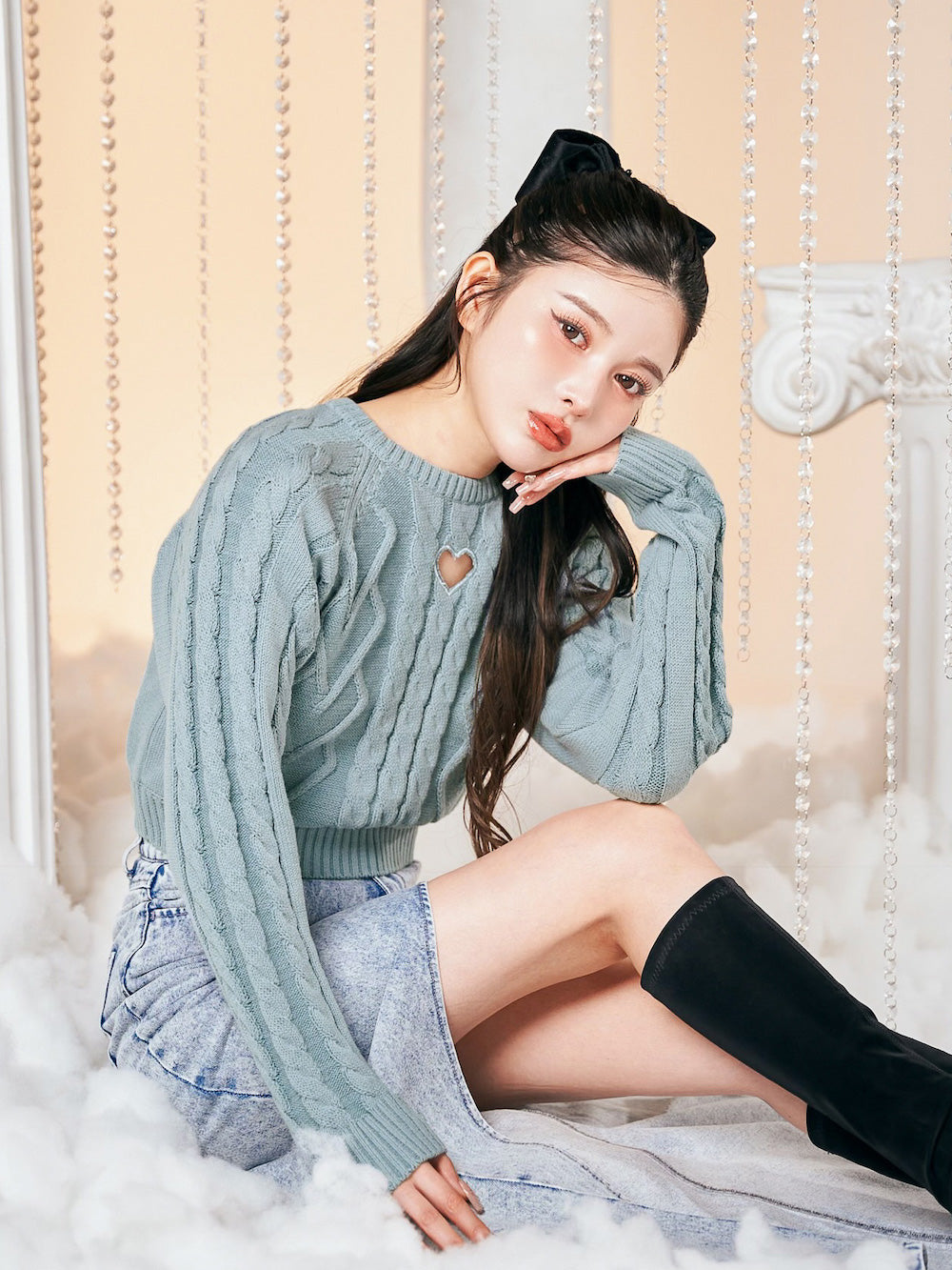 ダーリッチハート柄オーバーサイズニットセーター ダーリッチハート柄オーバーサイズニットセーター ダーリッチハート柄