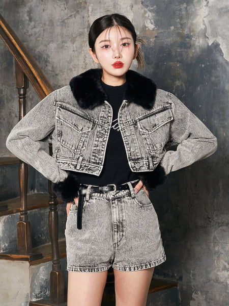 Fur Chemical Denim Jacket
