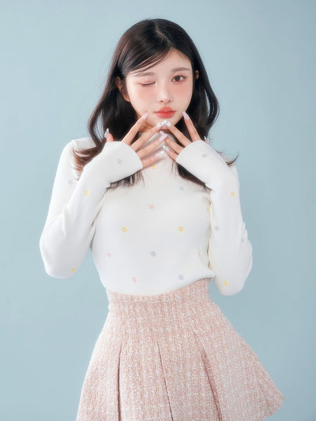 Fancy Color Embroidered Knit Top