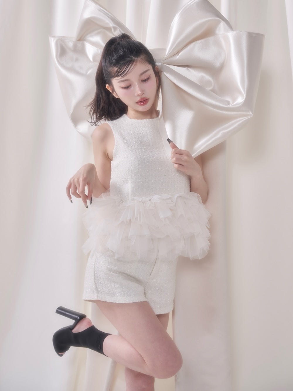 モデル：160cm（着用サイズ：FREE　着用カラー：WHT）