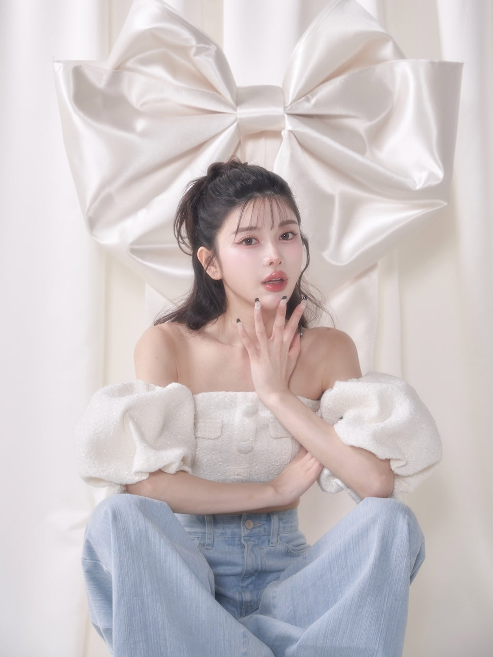 モデル：160cm（着用サイズ：FREE　着用カラー：WHT）