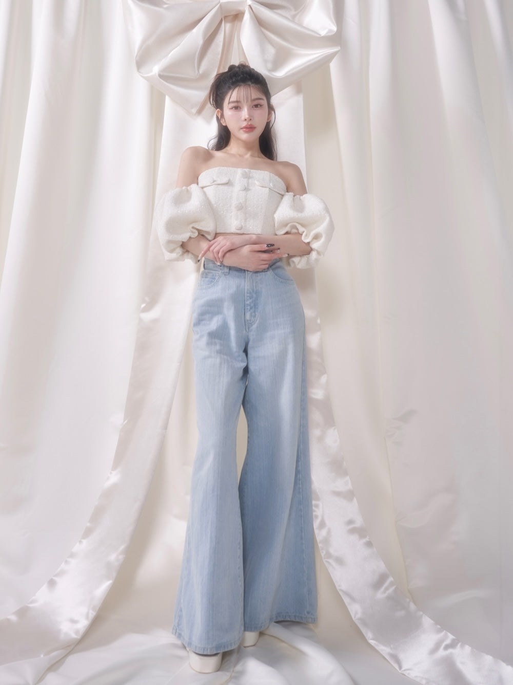 モデル：160cm（着用サイズ：FREE　着用カラー：WHT）