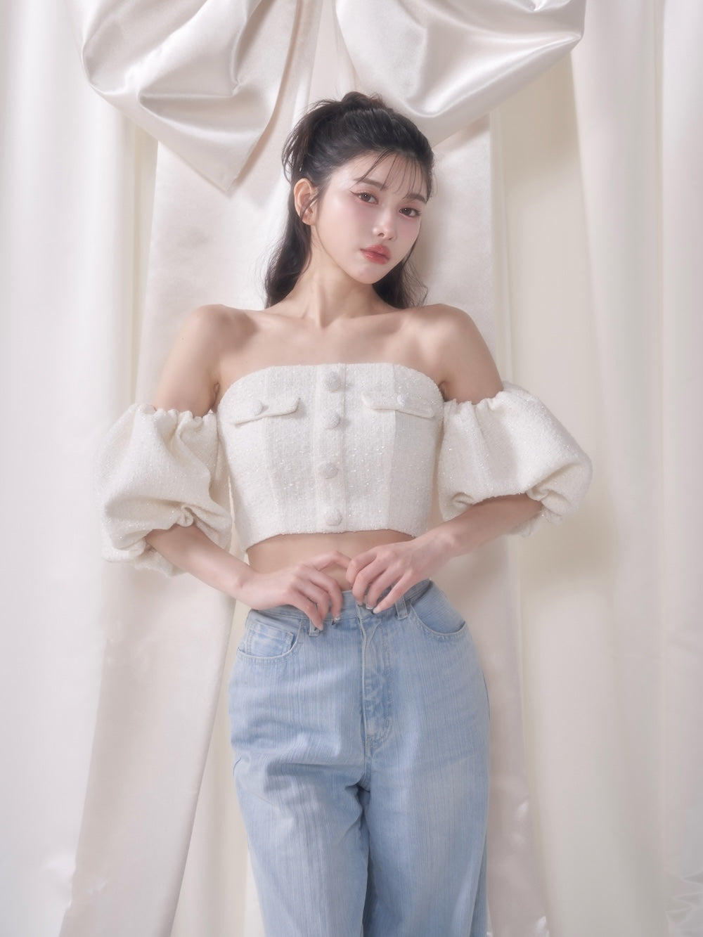 モデル：160cm（着用サイズ：FREE　着用カラー：WHT）