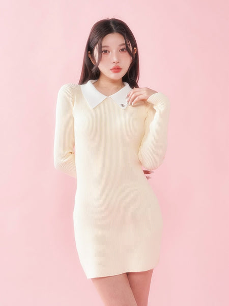Colored Ribbed Knit Mini Dress