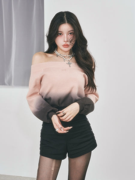 Gradation Off-Shoulder Knit Top