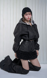 モデル：160cm（着用サイズ：S　着用カラー：BLK）