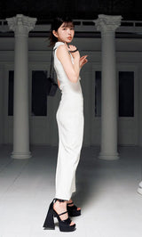 ポイントオープンロングニットワンピース