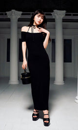 オフショルニットリボンワンピース