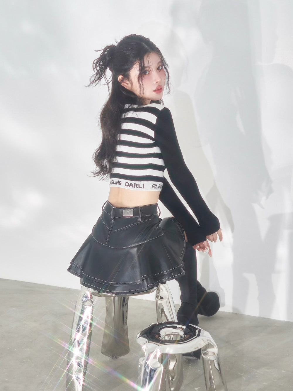 モデル：160cm（着用サイズ：S　着用カラー：BLK）