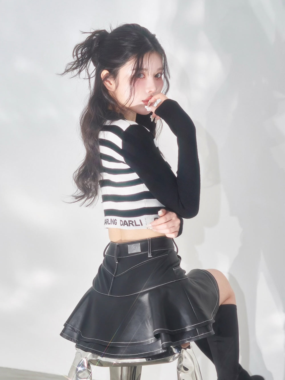 モデル：160cm（着用サイズ：S　着用カラー：BLK）