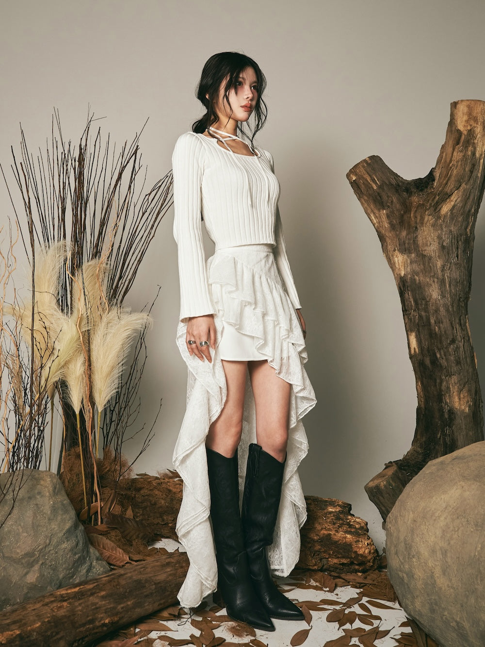 イレヘムレースフリルスカート