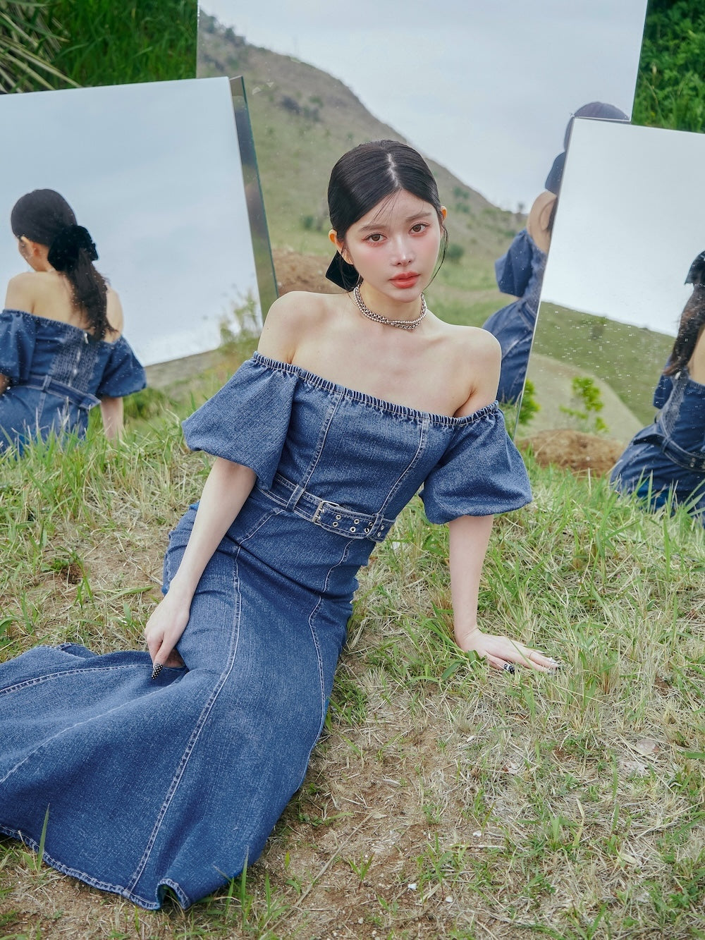 デニムオフショルロングワンピース – Darich (ダーリッチ)