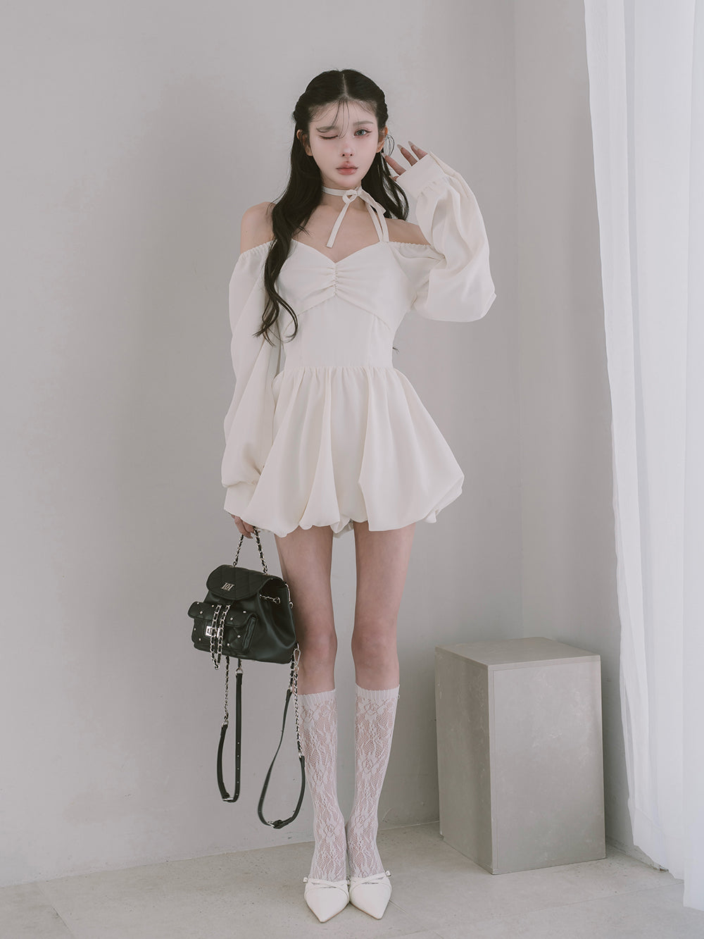 モデル：160cm（着用サイズ：FREE　着用カラー：IVO）