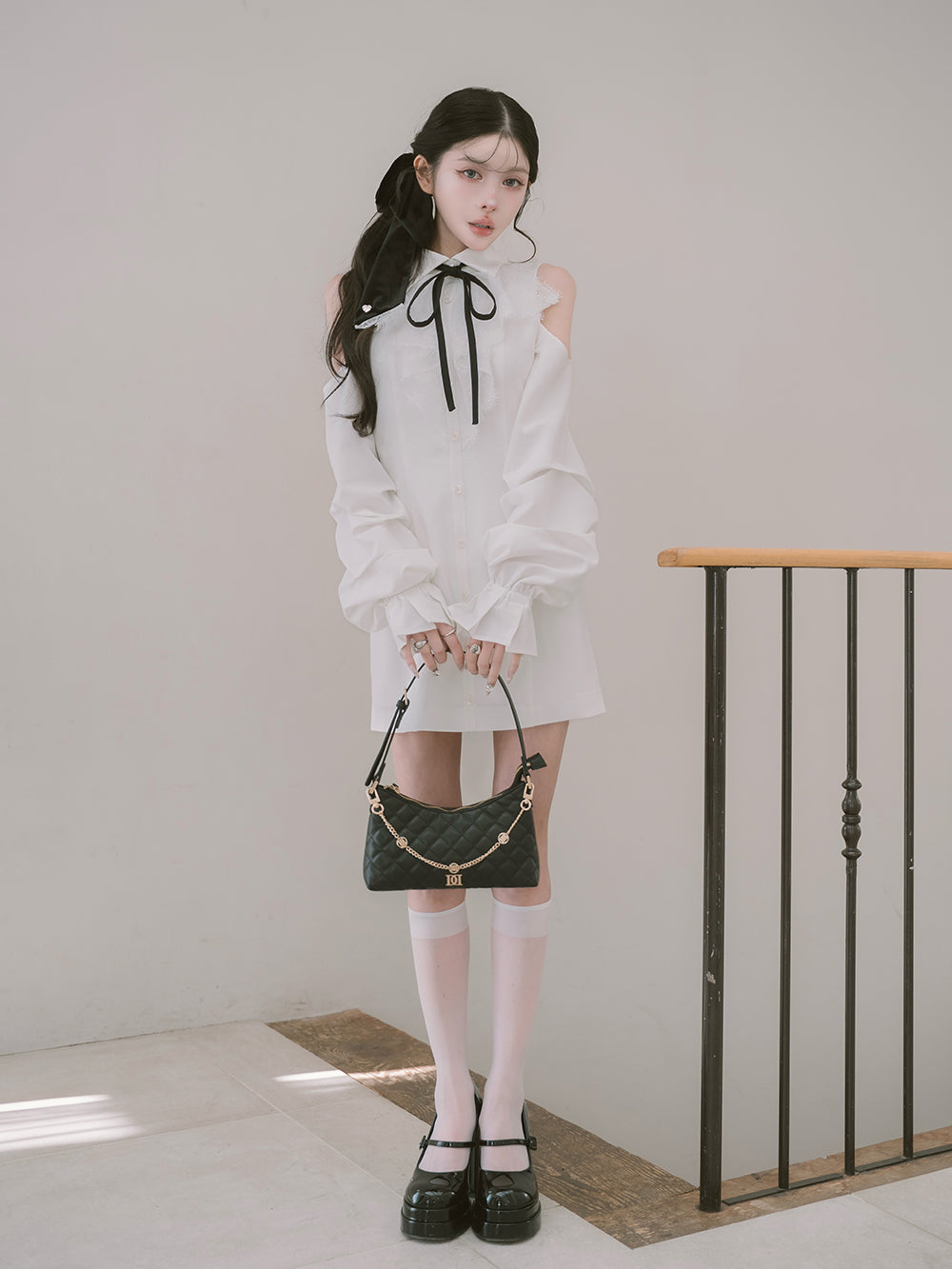 ショルダースカラップフリルシャツミニワンピース – Darich (ダーリッチ)