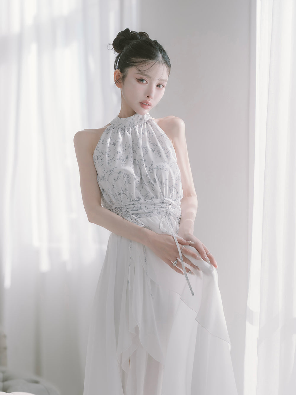 アメスリギャザーシフォンロングワンピース – Darich (ダーリッチ)