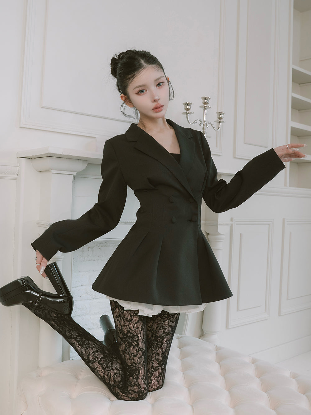 モデル：160cm（着用サイズ：FREE　着用カラー：BLK）