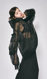 モデル：160cm（着用サイズ：FREE　着用カラー：BLK）