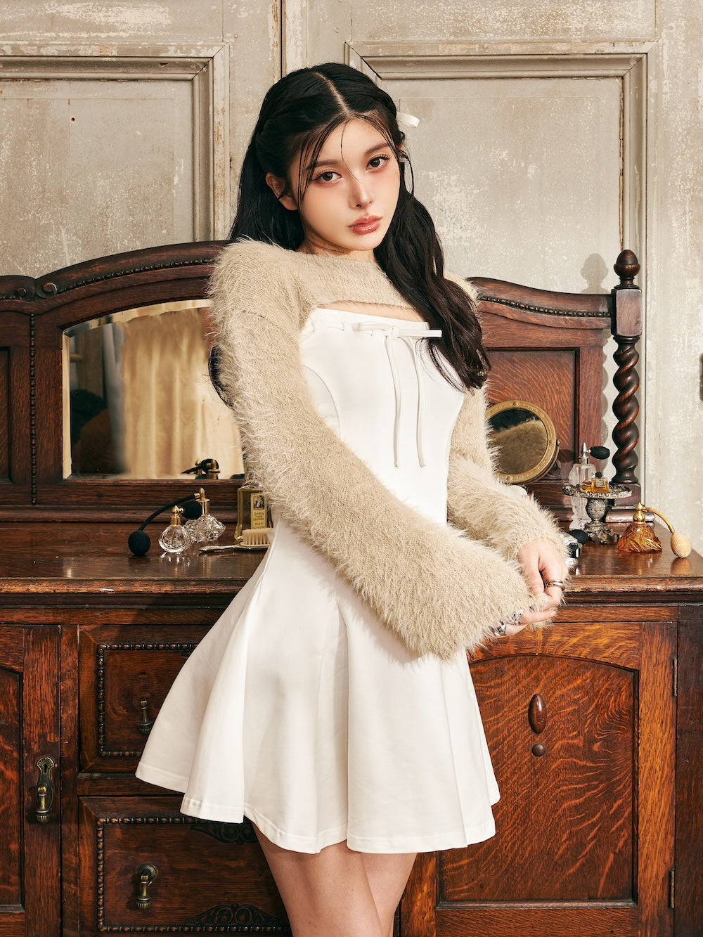 ステッチリボンカットフレアミニワンピース – Darich (ダーリッチ)