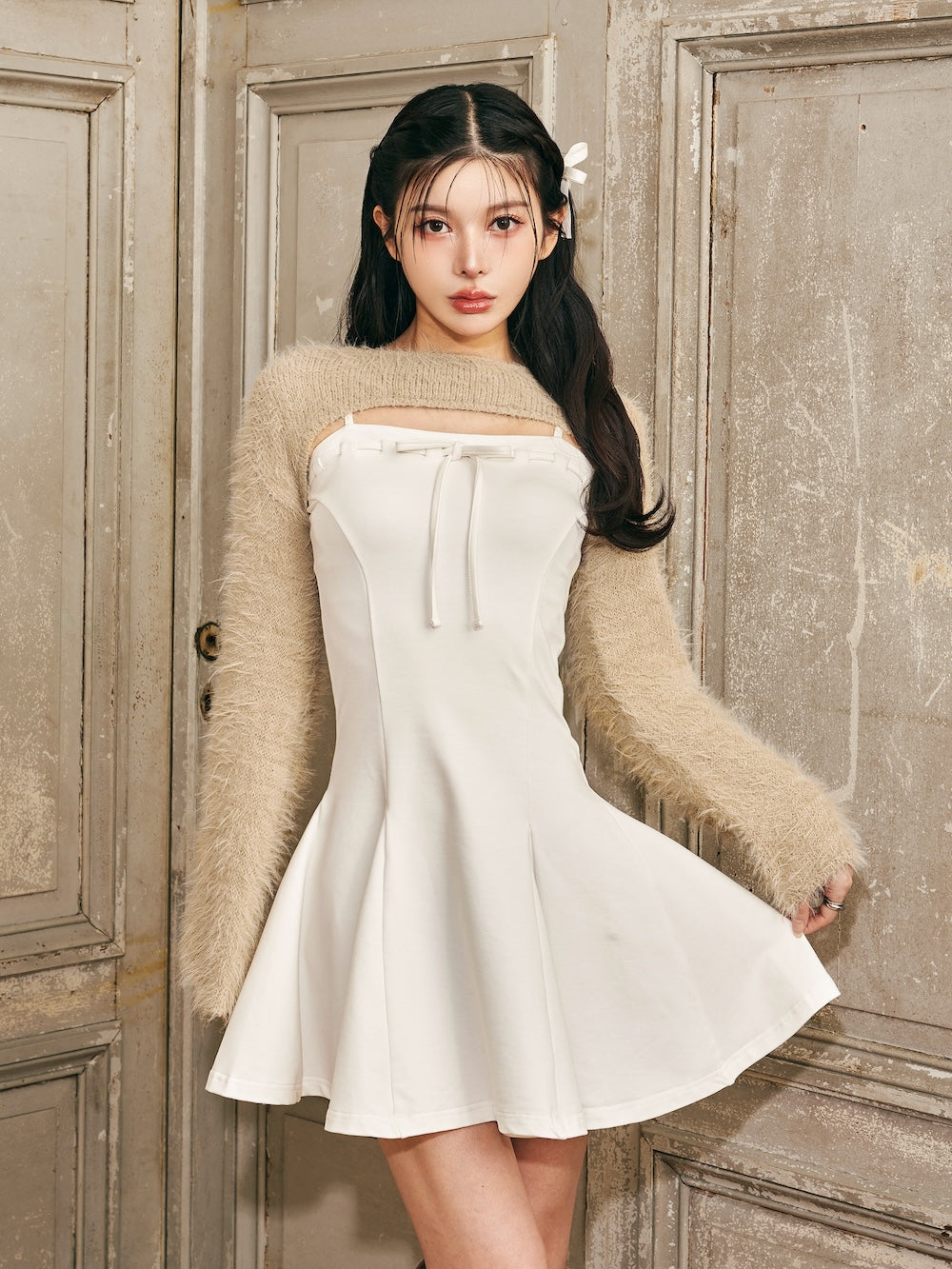 ステッチリボンカットフレアミニワンピース – Darich (ダーリッチ)