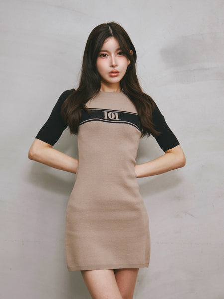 DD Logo Two-Tone Knit Mini Dress