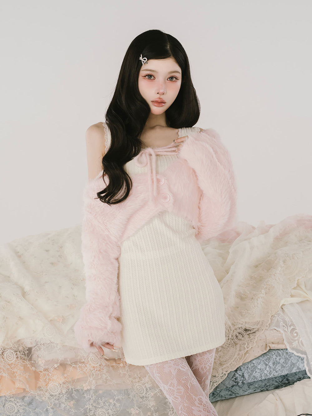 ケーブルニットソーセットミニワンピース