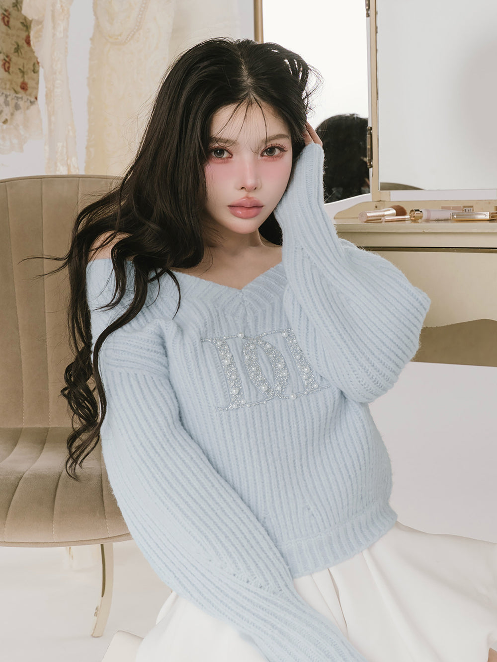 モデル：160cm（着用サイズ：FREE　着用カラー：SAX）