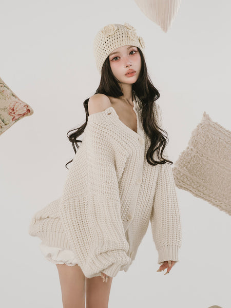 Roving Yarn Knitted Cardigan
