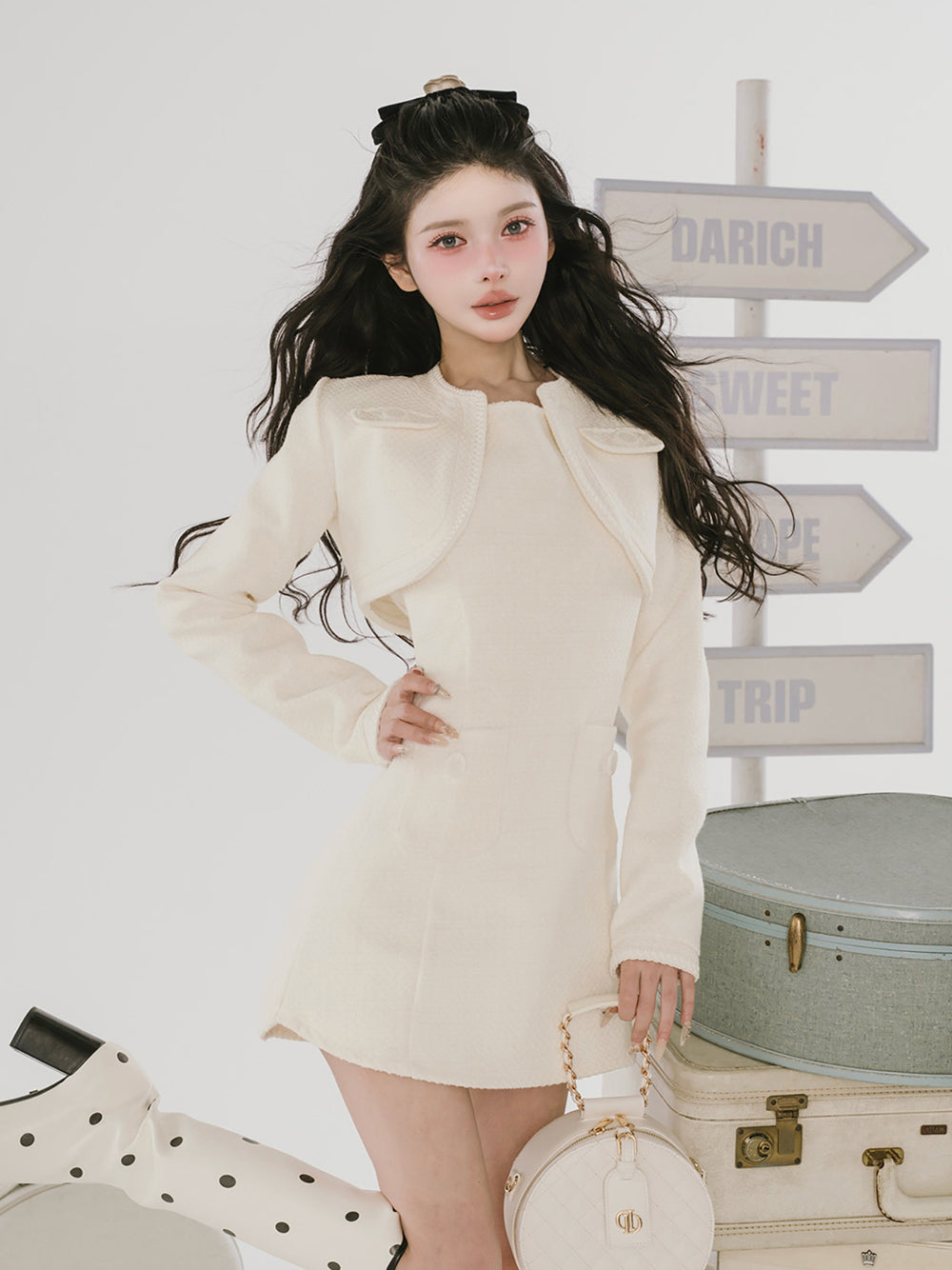 ツイードアンサンブルノースリミニワンピース