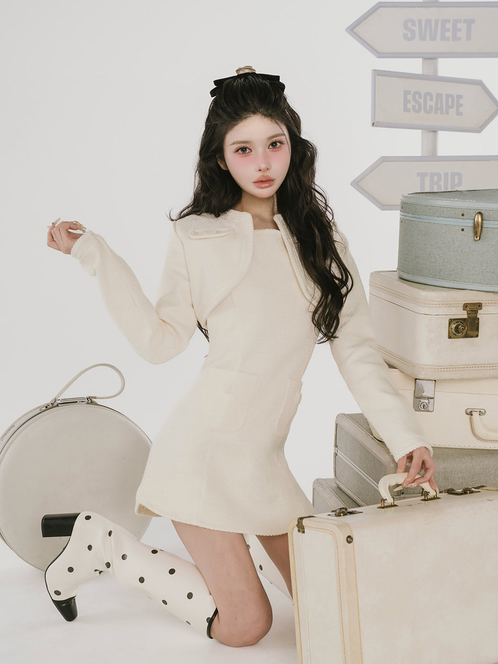 ツイードアンサンブルノースリミニワンピース