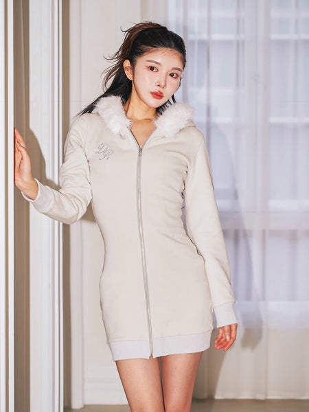 Hooded Fleece Sweatshirt Mini Dress