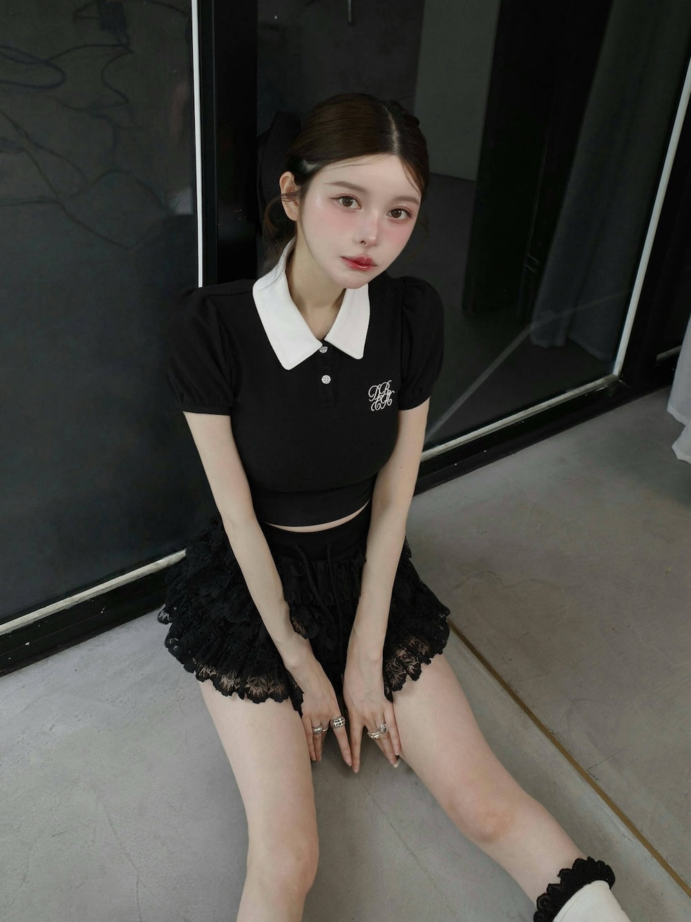 モデル：160cm（着用サイズ：FREE　着用カラー：BLK）