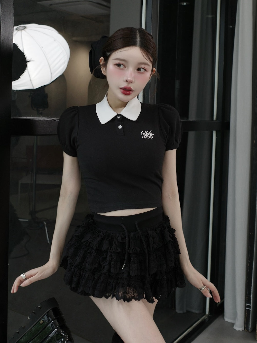 モデル：160cm（着用サイズ：FREE　着用カラー：BLK）