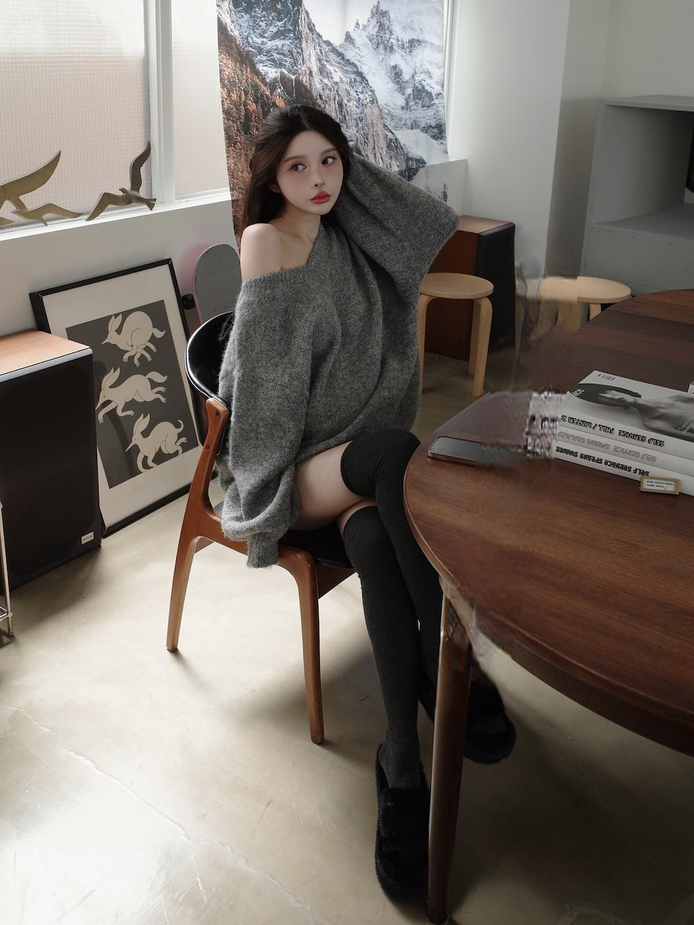 モデル：160cm（着用サイズ：FREE　着用カラー：GRY）