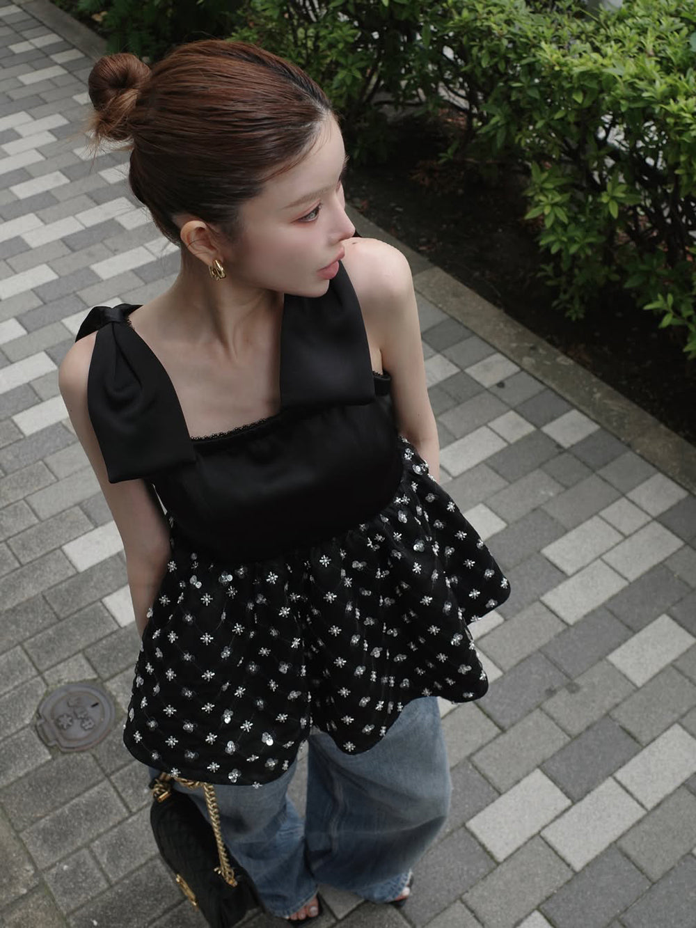 モデル：160cm（着用サイズ：FREE　着用カラー：BLK）