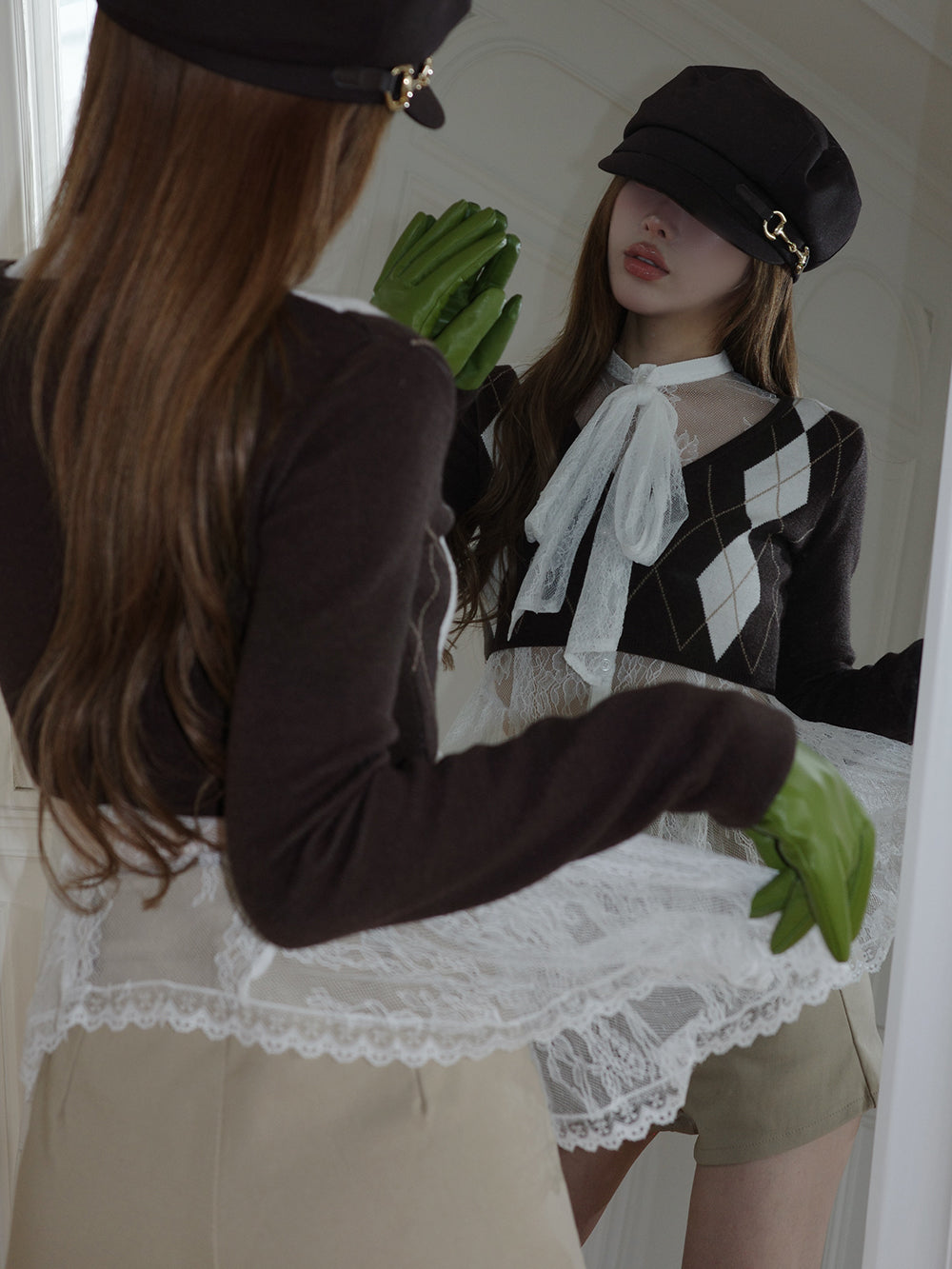 モデル：160cm（着用サイズ：FREE　着用カラー：BRN）