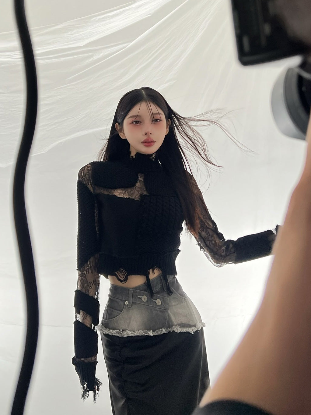 モデル：160cm（着用サイズ：FREE　着用カラー：BLK）