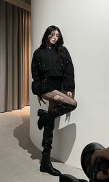 モデル：160cm（着用サイズ：S　着用カラー：BLK）